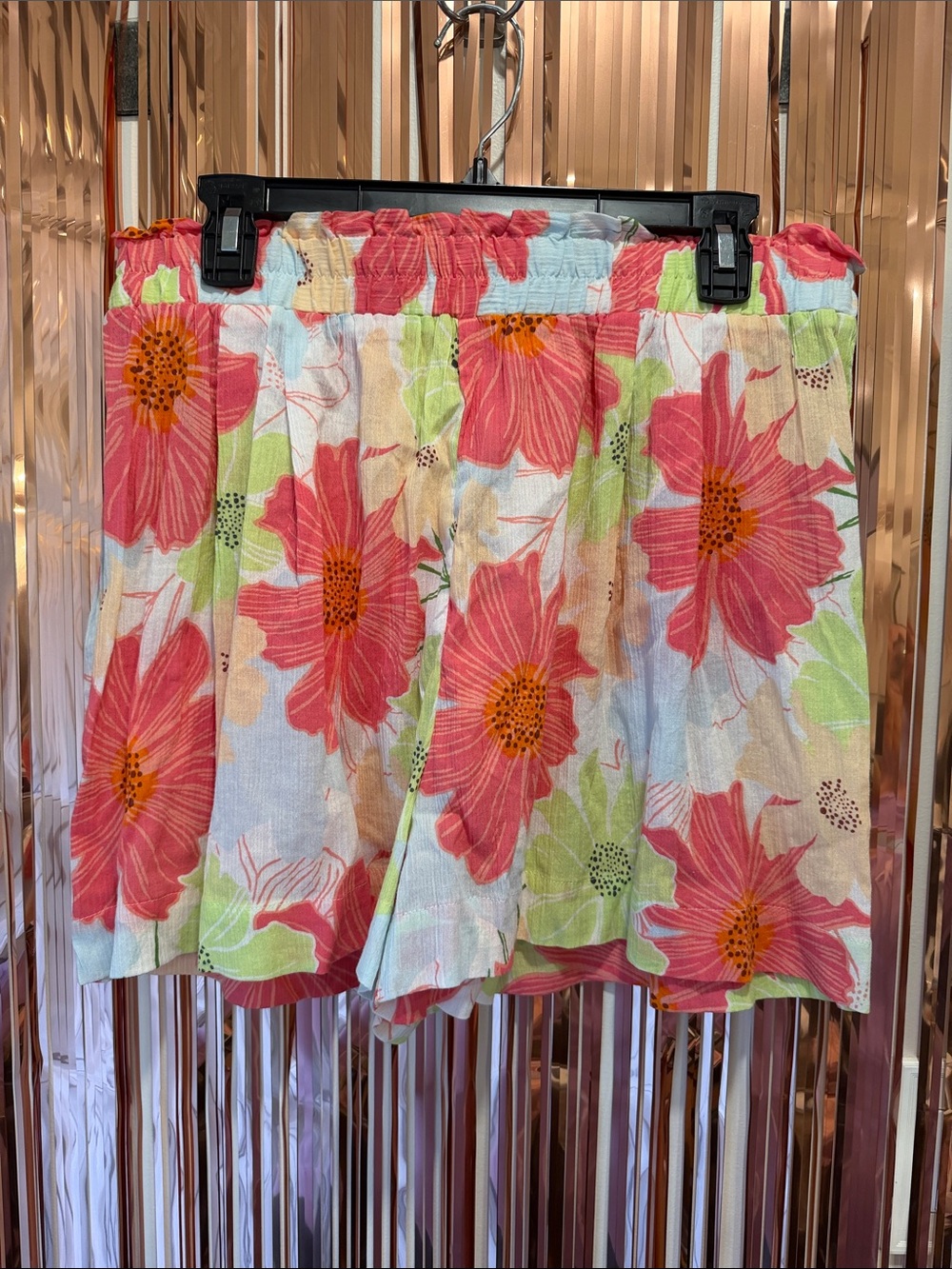 Sanctuary Pink Orange Floral High-Waist Shorts NEW L